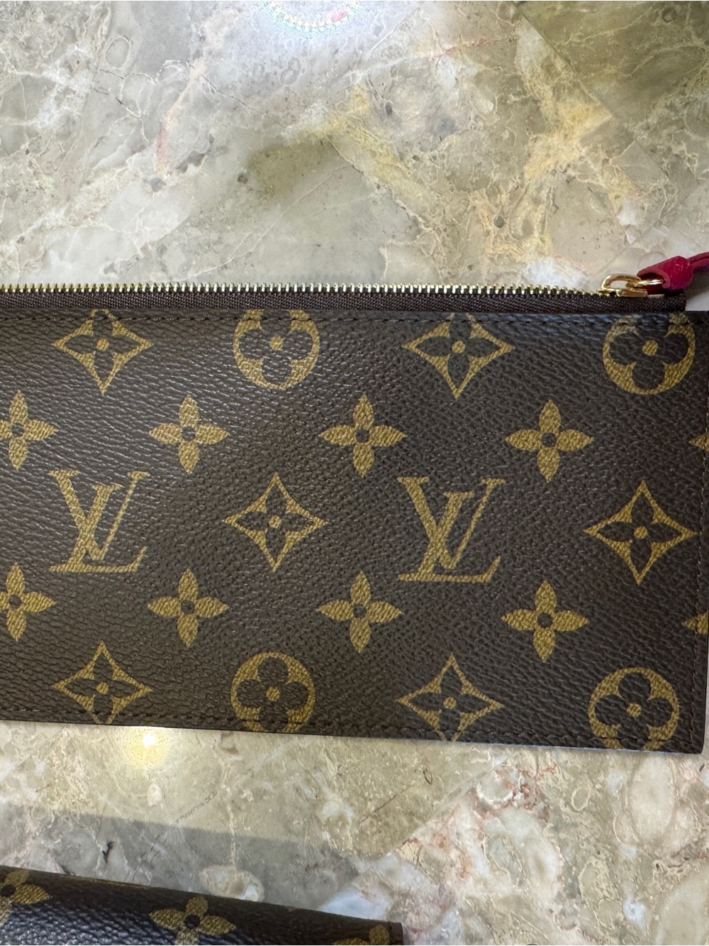 Inspire Brown Monogram Crossbody Wallet with Gold Chain and Burgundy Interior - Picture 7 of 13